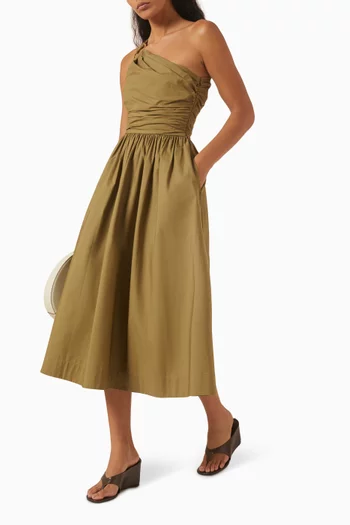 Ros One-shoulder Dress in Cotton-poplin
