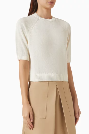 Shrunken Knitted T-shirt in Linen
