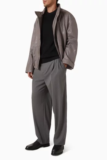 Pleated Wide-leg Pants in Wool