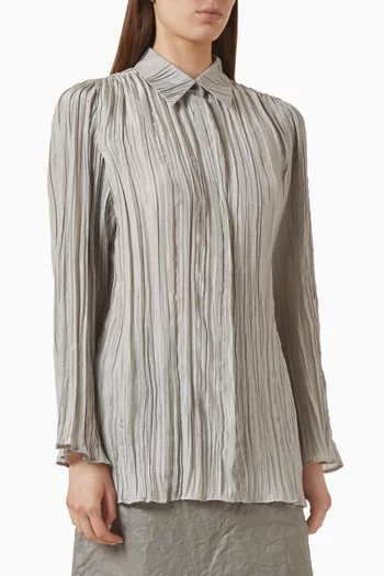 Rounded Shirt in Textured Silk