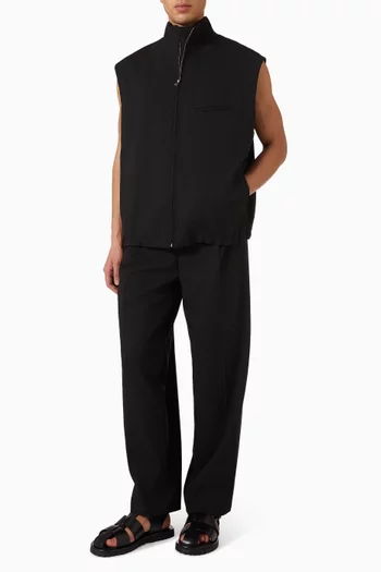 Tailored Funnel-neck Vest in Wool