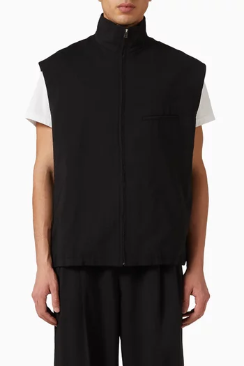 Tailored Funnel-neck Vest in Wool
