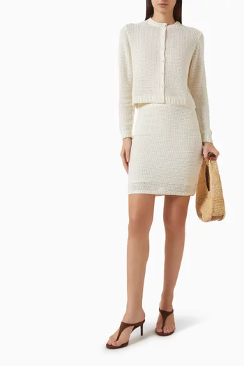 Textured Knitted Cardigan in Cotton-blend