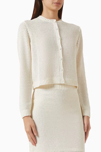 Textured Knitted Cardigan in Cotton-blend
