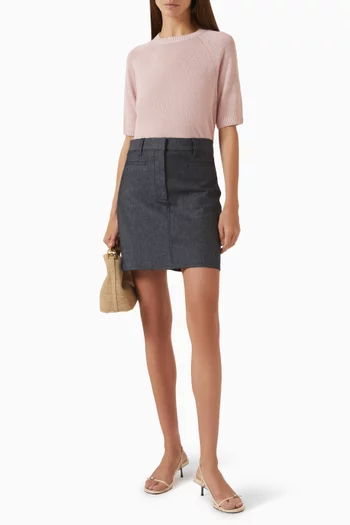 Shrunken Knitted T-shirt in Linen