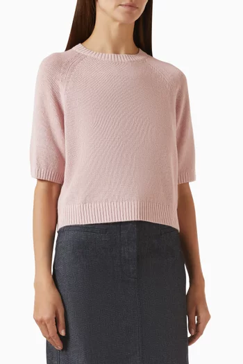 Shrunken Knitted T-shirt in Linen