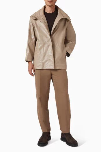 Turtleneck Bomber Jacket in Leather