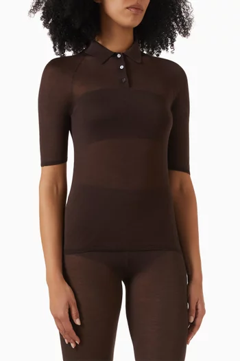 Knitted Polo Shirt in Silk