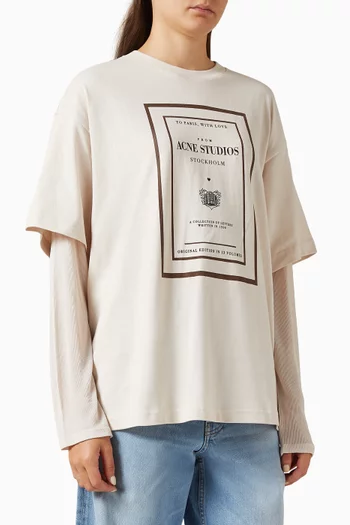 Layered Graphic T-shirt in Cotton Jersey