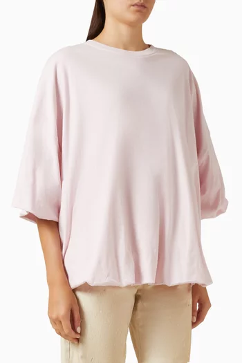 Gathered Logo T-shirt in Cotton Blend