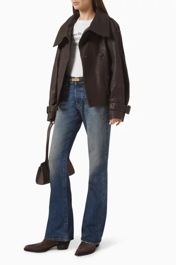 Cropped Trench Coat in Leather