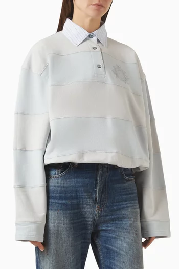 Striped Polo Sweatshirt in Cotton