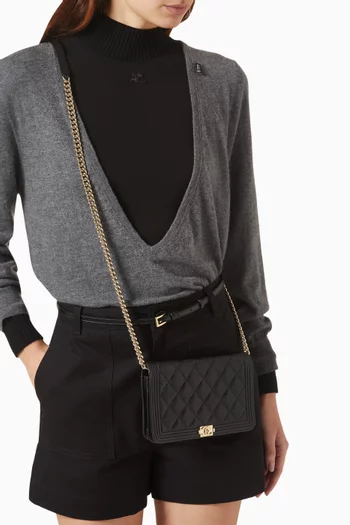 Boy Wallet on Chain in Caviar Leather