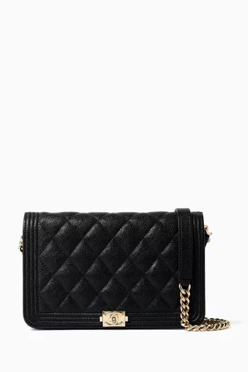 Boy Wallet on Chain in Caviar Leather