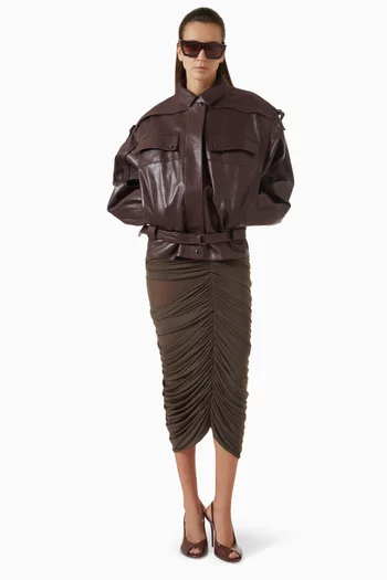 Oversized Belted Jacket in Leather