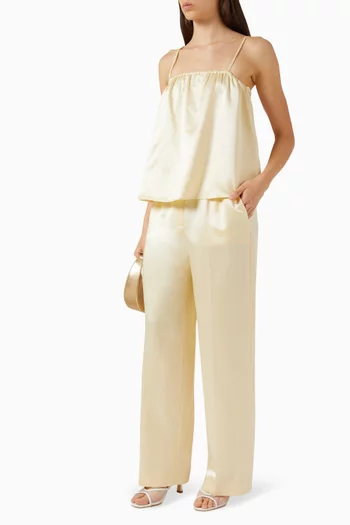 Elastic-waist Pants in Silk