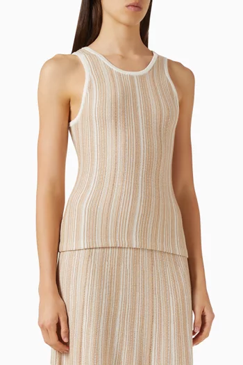 Textured Striped Top in Silk Blend