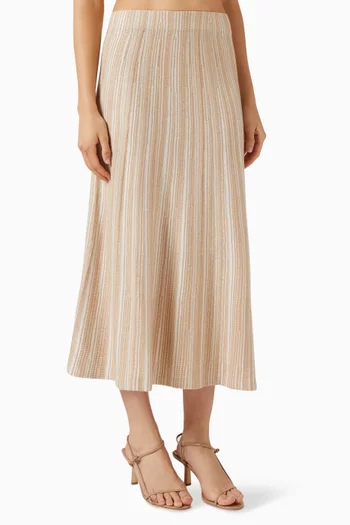 Textured Striped Skirt in Silk Blend