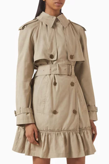 Tillydrine Short Trench Coat in Cotton Gabardine