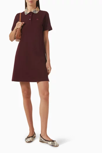 Check Collar Polo Shirt Mini Dress in Cotton