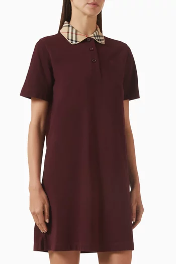 Check Collar Polo Shirt Mini Dress in Cotton