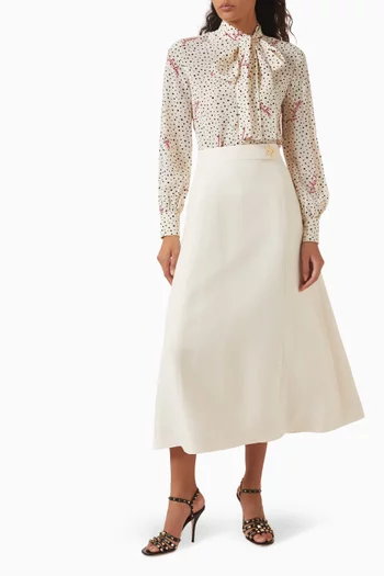 Double VGold Midi Skirt in Crepe Couture