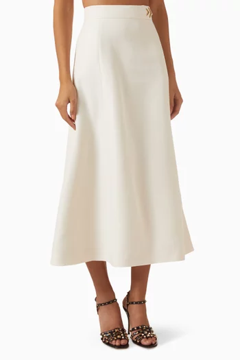 Double VGold Midi Skirt in Crepe Couture