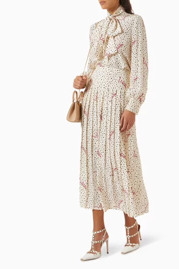 Plusdepois Bubble Print Crepe de Chine Skirt