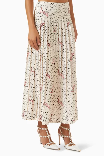 Plusdepois Bubble Print Crepe de Chine Skirt