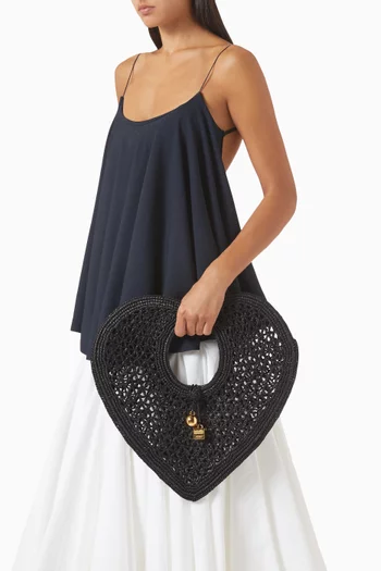 The Spiaggia Coeur Bag in Raffia