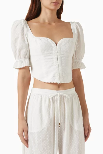 Serenia Puff-sleeve Top in Cotton-dobby