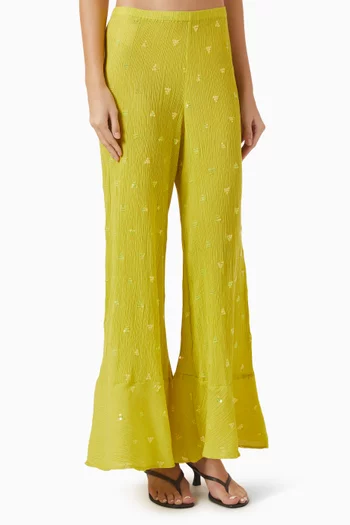 Solene Sequin Wide-leg Pants in Cotton