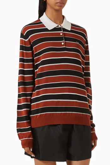 Striped Polo Shirt in Silk