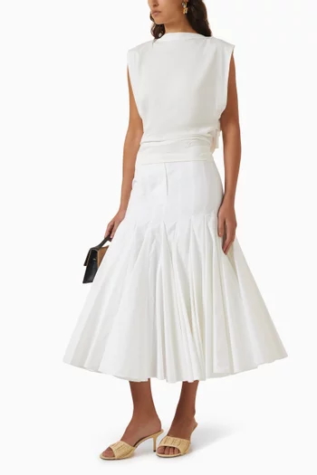 La Jupe Agave Flared Midi Skirt in Cotton