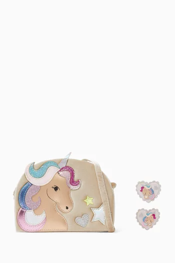 Unicorn Bag & Hair Clips Set