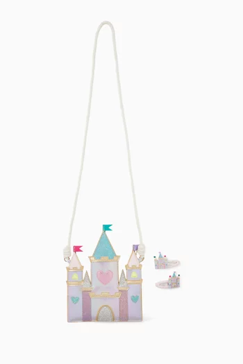 Rainbow Castle Bag & Hair Clips Set