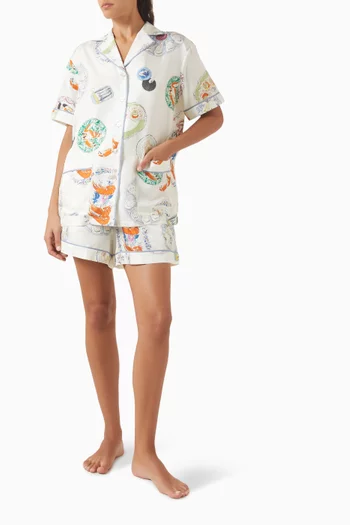 Ingo Córdoba Seafood Pyjama Set in Silk Twill
