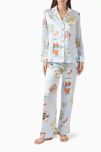 Lila Pyjama Set in Silk Satin