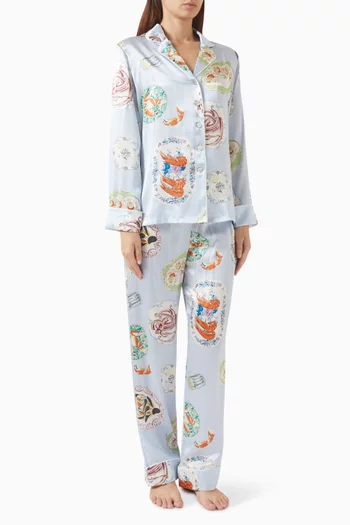 Lila Pyjama Set in Silk Satin