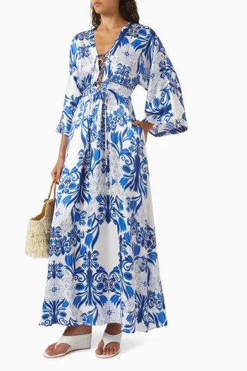 Azura Lace-up Kaftan in Rayon Blend