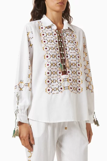 Tamsin Embroidered Top in Cotton Blend