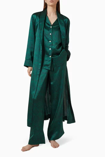 Ianthe Blossom Long Pyjama Set in Silk Satin
