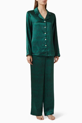 Ianthe Blossom Long Pyjama Set in Silk Satin