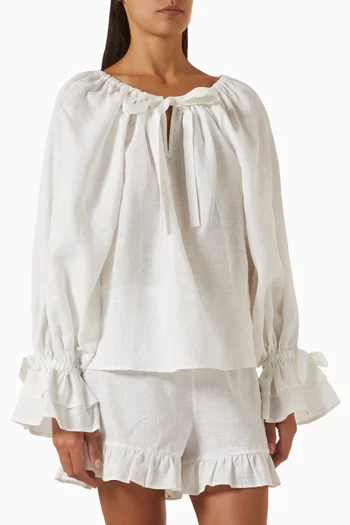Cha-Cha Lounge Blouse in Linen