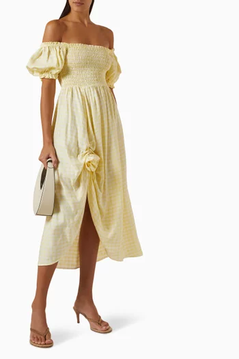 Belle Rose Midi Dress in Linen-blend