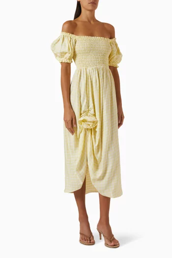 Belle Rose Midi Dress in Linen-blend