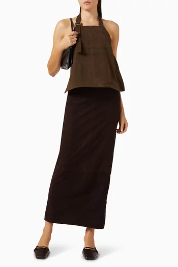 Apron Open-back Top in Suede