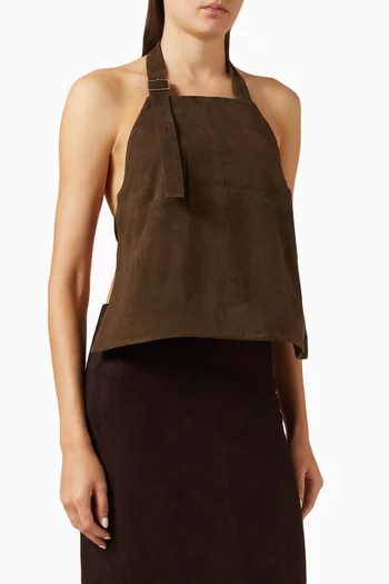 Apron Open-back Top in Suede