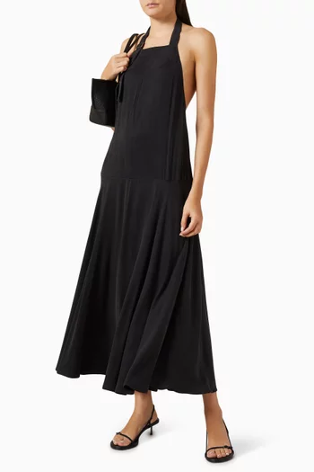 Apron Open-back Dress in Tencel Blend