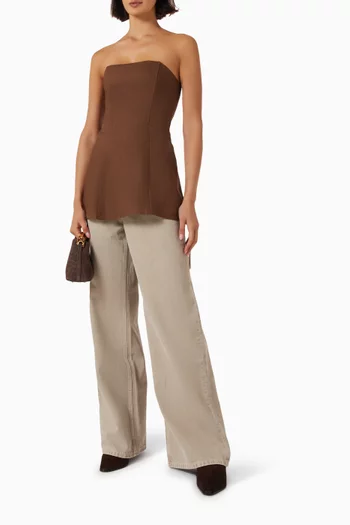 Aurina Strapless Top in Linen